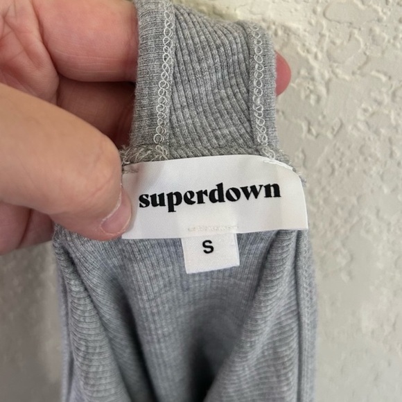 Superdown Sadra One-Shoulder Gray Tank Bodysuit, Like New - Picture 7 of 8